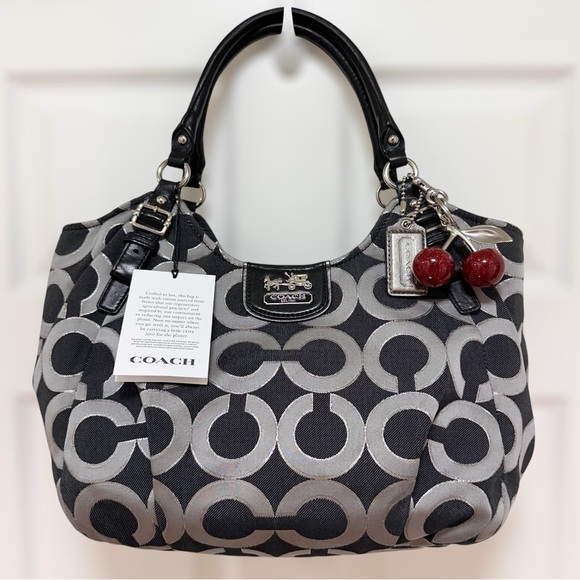 Coach Handbags - Coach Madison Op Art Lurex Signature Abigail Hobo